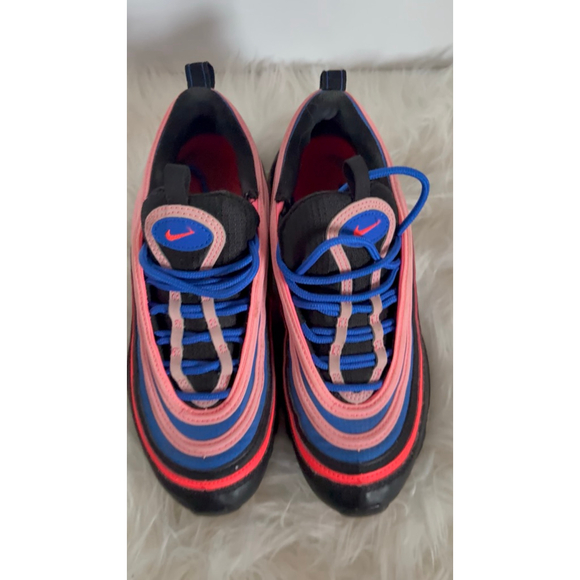 Nike Air Max 97 GS 'Black Multi' Sneakers Black/Flash Crimson/Racer Blue Women 7 - Picture 9 of 14